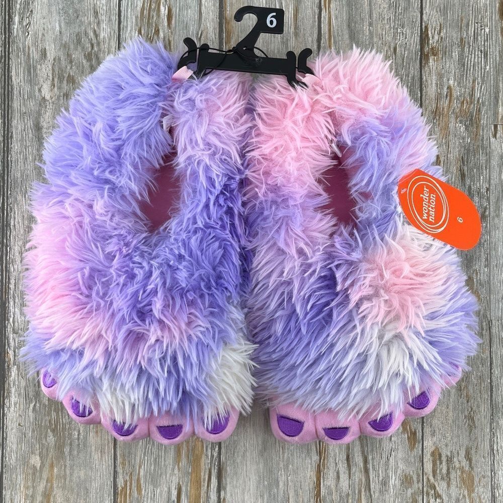 Women’s Yeti Fluffy Monster Foot Slippers Shoes Size 8
